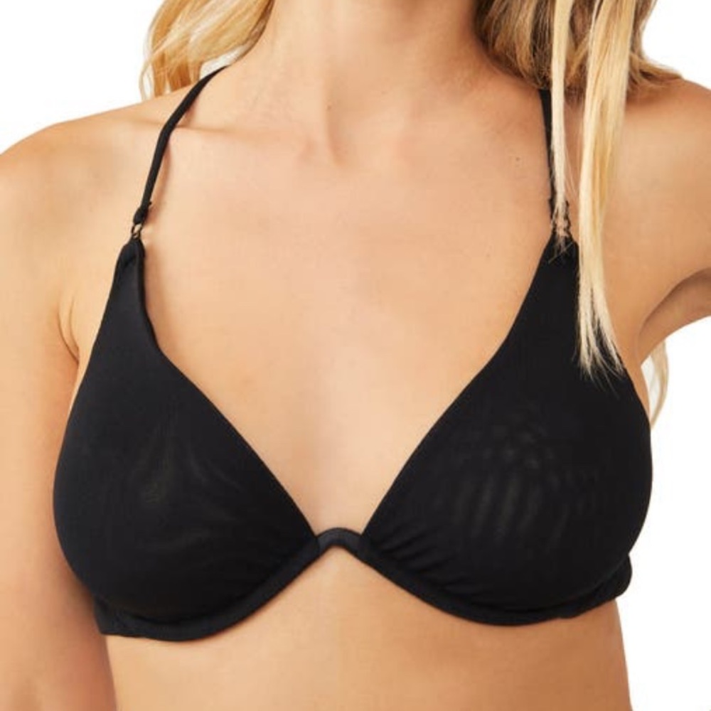 Free People Intimately FP “in the mood” black mesh underwire bra 34D